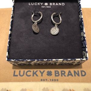 Lucky Brand mini hoop with etched dangle